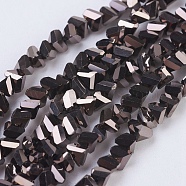 Electroplate Glass Beads Strands, Full Plated, Faceted, Triangle, Black Plated, 3x4x3mm, Hole: 1mm, about 149pcs/strand, 13.3 inch(34cm)(EGLA-J145-4mm-FP04)