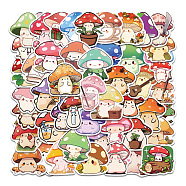 50Pcs Mushroom PVC Waterproof Self-Adhesive Stickers, Cartoon Stickers, for Party Decorative Presents, Mixed Color, 40~70mm(PW-WG59251-01)