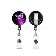 Plastic Butterfly Retractable Badge Reel, ID Card Badge Holder with Rotatable Iron Alligator Clips, for Nurses Students Teachers, Magenta, 32mm(BUER-PW0001-097B-02)