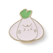 Cute Garlic Enamel Pins, Zinc Alloy Brooches for Backpack Clothes, White, 30x29.5mm(JEWB-S041-01C-G)