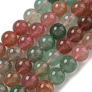 Natural Red and Green Strawberry Quartz Beads Strands, Round, 10.5mm, Hole: 0.8mm, about 37~40pcs/strand, 15.24~17.72''(38.7~45cm)(G-B099-C03-06)