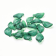Transparent Acrylic Pendants, Leaf, Dark Green, 20x13x4mm, Hole: 2mm, about 166pcs/50g(X-TACR-436-17)
