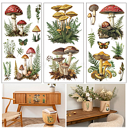 3Pcs PVC Waterproof Decorative Stickers, Self Adhesive Decals for Furniture Decoration, Mushroom, 15x30cm(DIY-WH0657-004)