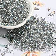 Transparent Glass Seed Beads, Half Plated, Two Tone, Round, Gainsboro, 6/0, 4x3mm, Hole: 1.4mm(SEED-Z001-C-D05)