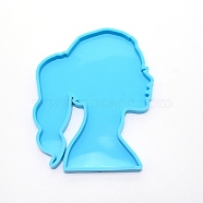 DIY Food Grade Silhouette Silicone Bust Statue Molds, Fondant Molds, For Half-body Sculpture UV Resin, Epoxy Resin Cup Mat Making, Women, Deep Sky Blue, 167x130x9mm(DIY-TAC0018-19)