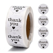 1 Inch Thank You Stickers, Adhesive Roll Sticker Labels, for Envelopes, Bubble Mailers and Bags, White, 25mm, about 500pcs/roll(DIY-G025-J04)
