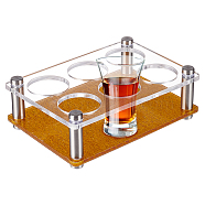 Glitter 6 Round Holes Acrylic Shot Glasses Holders, Detachable Beer Wine Glasses Organizer Rack for Family Party Bar Pub, Rectangle, Gold, 150x105x53mm, Inner Diameter: 38mm, 1 set/box(AJEW-BC0004-12)