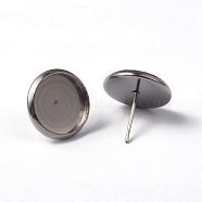 304 Stainless Steel Stud Earring Settings, Stainless Steel Color, 13.5mm, Tray: 12mm, Pin: 0.8mm(STAS-L182-18)