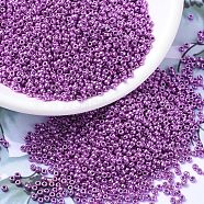 MIYUKI Round Rocailles Beads, Japanese Seed Beads, (RR1083) Galvanized Fuschia, 11/0, 2x1.3mm, Hole: 0.8mm, about 1100pcs/bottle, 10g/bottle(SEED-JP0008-RR1083)