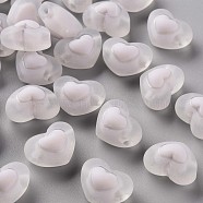 Transparent Acrylic Beads, Frosted, Bead in Bead, Heart, WhiteSmoke, 13x17x9.5mm, Hole: 2.5mm(X-TACR-S152-08C-06)