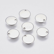 304 Stainless Steel Charms, Flat Round, Stamping Blank Tag, Stainless Steel Color, 8x0.80mm, Hole:1mm(STAS-F139-006P)