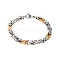 304 Stainless Steel Oval & 8 Byzantine Chains Bracelets, with 201 Stainless Steeel Findings, Golden & Stainless Steel Color, 8-5/8 inch(22cm)(BJEW-B078-129GP)