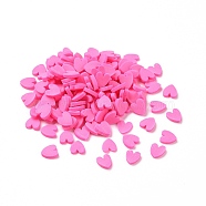 Handmade Polymer Clay Cabochons, Heart, Hot Pink, 5x4.5x0.8mm, about 76923pcs/1000g(CLAY-A002-02E)