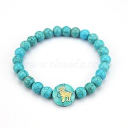 Minimalist European Style Constellation Synthetic Turquoise Beaded Stretch Bracelets for Women, Aries(XC6059-5)