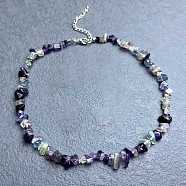 Natural Fluorite Chip Beaded Necklaces for Women(IW6789-13)