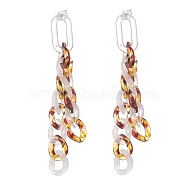 Acrylic Curb Chain Tassel Dangle Stud Earrings for Women, Gold, 78x11x3mm, Pin: 0.7mm(EJEW-JE04767-01)