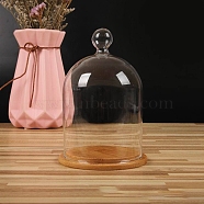 Clear Glass Dome Cover, Decorative Display Case, Cloche Bell Jar Terrarium with Bamboo Base, Round Pattern, 90x150mm(BOTT-PW0003-001C-E05)