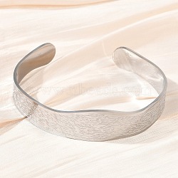 Abstract Pattern 304 Stainless Steel Cuff Bangles for Women, Stainless Steel Color, Inner Diameter: 2.01 inch(5.1cm)x2.54 inch(6.45cm)(BJEW-D466-04P)