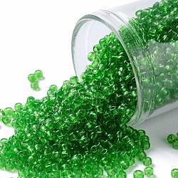 TOHO Round Seed Beads, Japanese Seed Beads, (7) Transparent Peridot, 11/0, 2.2mm, Hole: 0.8mm, about 1110pcs/10g(X-SEED-TR11-0007)