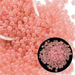 Luminous Glow in the Dark Transparent Glass Round Beads, No Hole/Undrilled, Salmon, 5mm, about 2800Pcs/bag(GLAA-F124-B04)