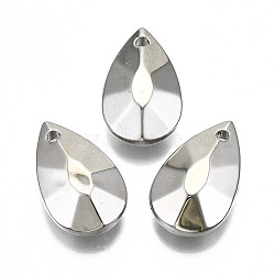 CCB Plastic Pendants, Faceted Teardrop, Platinum, 26.5x16.5x9mm, Hole: 2mm, about 228pcs/500g(CCB-T011-77P)