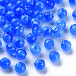 Acrylic Beads, Imitation Gemstone, Round, Blue, 6mm, Hole: 1.8mm, about 5000pcs/500g(MACR-S375-001A-02)