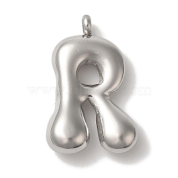 Non-Tarnish Ion Plating(IP) 304 Stainless Steel Pendants, Letter Charm, Stainless Steel Color, Letter R, 24.5x17.5x6mm, Hole: 2mm(STAS-M017-08P-19)