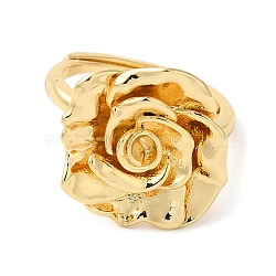 Rack Plating Flower Brass Adjustable Rings, Long-Lasting Plated, Lead Free & Cadmium Free, Golden, US Size 7 1/4(17.5mm)(RJEW-S413-03G)