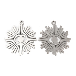 304 Stainless Steel Pendants, Eye Charm, Stainless Steel Color, 34x30x1.5mm, Hole: 2.2mm(STAS-L020-008P)