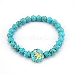 Minimalist European Style Constellation Synthetic Turquoise Beaded Stretch Bracelets for Women, Aries(XC6059-5)