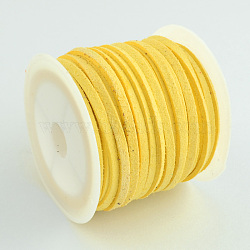 Faux Suede Cord, Faux Suede Lace, Yellow, 3x1.5mm, about 5.46 yards(5m)/roll, 25rolls/bag(LW-R003-38)