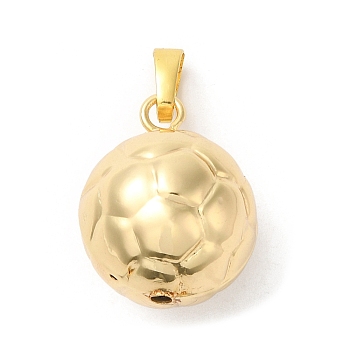 Brass Pendants, Long-Lasting Plated, Lead Free & Cadmium Free, Football Charm, Real 18K Gold Plated, 25x19mm, Hole: 8x5mm