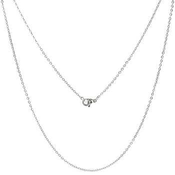 Women Stainless Steel Cross Round Link Necklace Making, with Lobster Clasps, Size: about 19.5 inch~19.8 inch(49.5cm~50.5cm), 1.8mm
