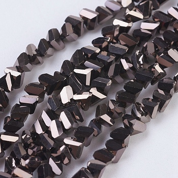 Electroplate Glass Beads Strands, Full Plated, Faceted, Triangle, Black Plated, 3x4x3mm, Hole: 1mm, about 149pcs/strand, 13.3 inch(34cm)
