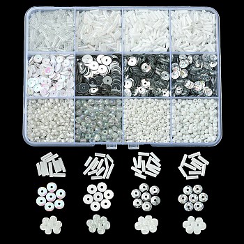 DIY Beads Jewelry Making Finding Kit, Including Bugle & Round Glass Seed & Plastic Paillette Beads, Mixed Color, 108g/box