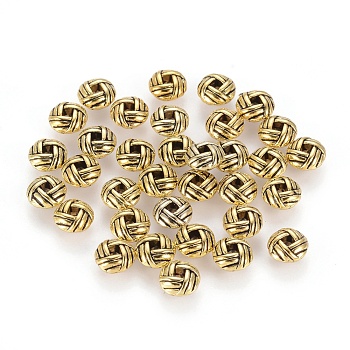 Zinc Alloy Spacer Beads, Flat Round, Cadmium Free & Lead Free, Antique Golden, 6x3.2mm, Hole: 2mm