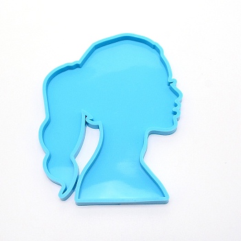 DIY Food Grade Silicone Molds, Fondant Molds, For UV Resin, Epoxy Resin Cup Mat Making, Women, Deep Sky Blue, 167x130x9mm