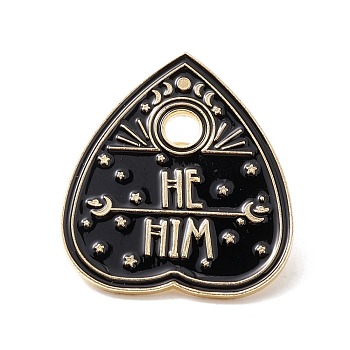 He Him Word Enamel Pin, Spade Alloy Badge for Backpack Clothes, Golden, Black, 30x27.5x2mm, Pin: 1mm, Hole: 4mm.