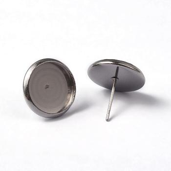 304 Stainless Steel Stud Earring Settings, Stainless Steel Color, 13.5mm, Tray: 12mm, Pin: 0.8mm
