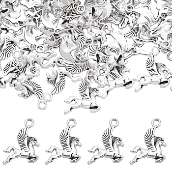 100Pcs Tibetan Style Alloy Pendants, Pegasus, Antique Silver, 19.5x15.5x2mm, Hole: 1.8mm