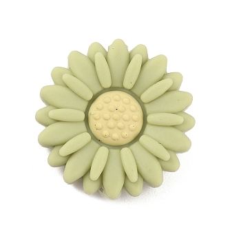 Food Grade Eco-Friendly Silicone Beads, Chewing Beads For Teethers, DIY Nursing Necklaces Making, Daisy, Dark Khaki, 19.5x7.5mm, Hole: 2mm