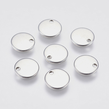 304 Stainless Steel Charms, Flat Round, Stamping Blank Tag, Stainless Steel Color, 8x0.80mm, Hole:1mm