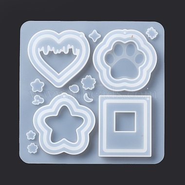 Diy pawprint & heart & star & прямоугольная подвеска в форме пищевой силиконовой Молды(X-SIMO-D001-05)-4