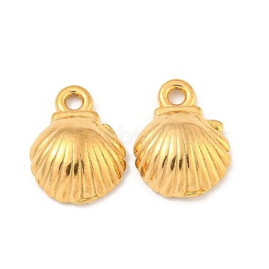 Real 18K Gold Plated Shell Shape 304 Stainless Steel Charms