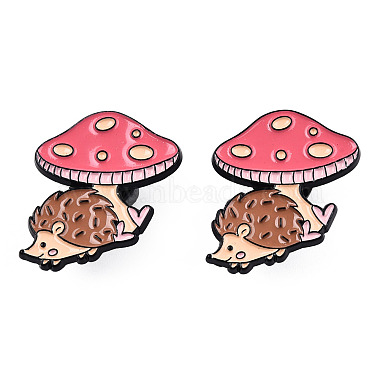 Hedgehog with Mushroom Enamel Pin(JEWB-N007-253)-2