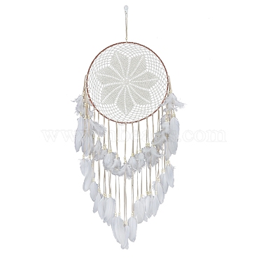 Woven Web/Net with Feather Wall Hanging Decorations(PW-WG47321-01)-3