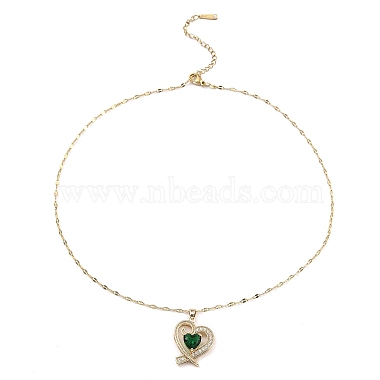 Heart Light Gold Brass Micro Pave Cubic Zirconia Pendant Necklaces(NJEW-E105-09KCG-04)-2