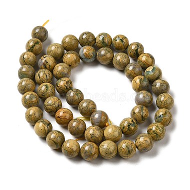 Brins de perles en pierre verdite naturelle(G-P515-A03-01)-2
