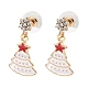 Alloy Enamel Dangle Stud Earrings(EJEW-H173-04KCG)-2