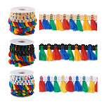 30 Yards 3 Rolls Polyester Tassel Fringe Trimming, Colorful, Ribbon:  7/8 inch(20~23mm), 10 yards/roll(OCOR-MP0001-04)